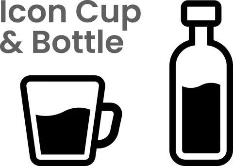 Icons vector of cup and bottle 스톡 일러스트
