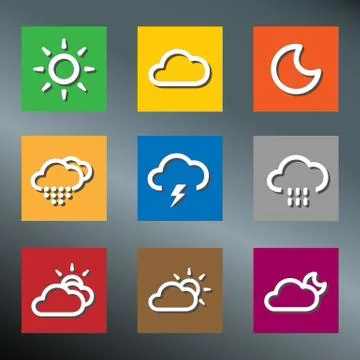 Icons Weather Square Stock-Illustration