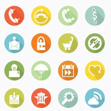 Icons web long shadow design Stock Illustration