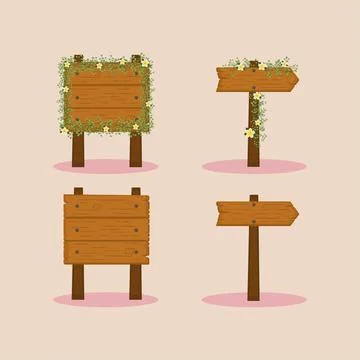 Icons wooden guidepost Stock Illustration