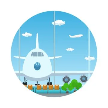 Icon,View on Airplane through the Window 스톡 일러스트