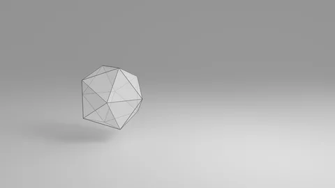 Icosahedron, Platonic solid, transparent white on grey background, 4k 30fps Stock Footage 125051783