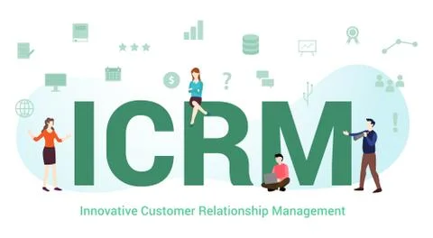 Icrm innovative customer relationship management concept with big word or tex Stock Illustration