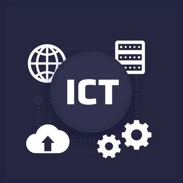 ICT concept, Information and communications technology, dark design Stock Illustration