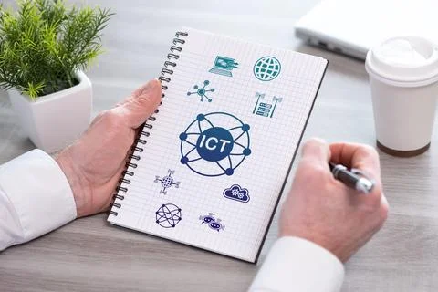 Ict concept on a notepad Foto stock