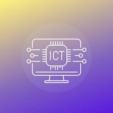 ICT icon, Information and communications technology line vector design with.. Stock Illustration