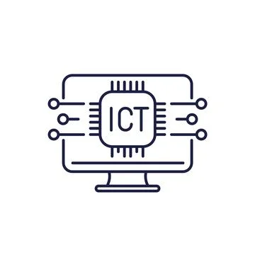 ICT icon, Information and communications technology line vector Stock Illustration