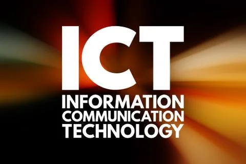 ICT - Information and Communication Technology acronym, business concept back Stock Illustration