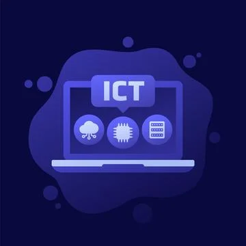 ICT, Information and communications technology vector design Illustrazione stock