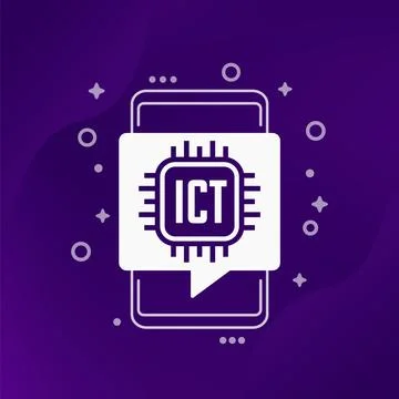 ICT, Information and communications technology vector icon with a smart phone Stock Illustration