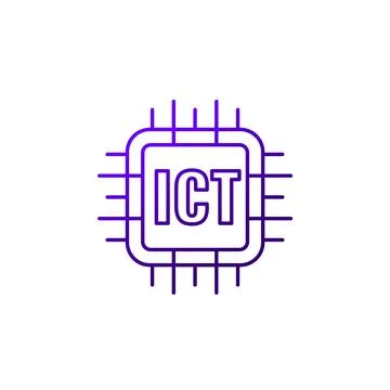 ICT line icon, Information and communications technology vector Stock Illustration