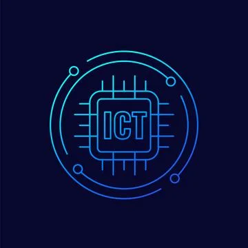 ICT vector icon, linear design Stock Illustration