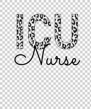 Icu Nurse Text With Leopard Print Pattern written black Stock Illustration