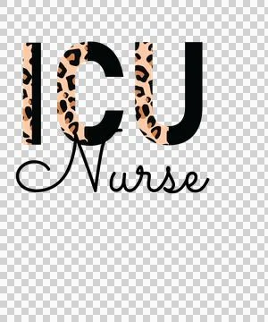 Icu Nurse Text With Leopard Print displaying Stock Illustration