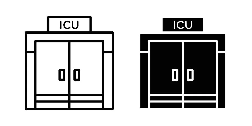 ICU Room icon linear versions pack on white background Stock Illustration