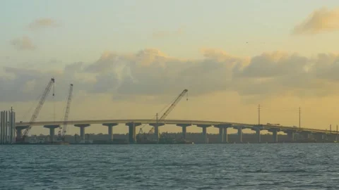 ICW Bridge Construction at Sunset Stock-Footage 281725475