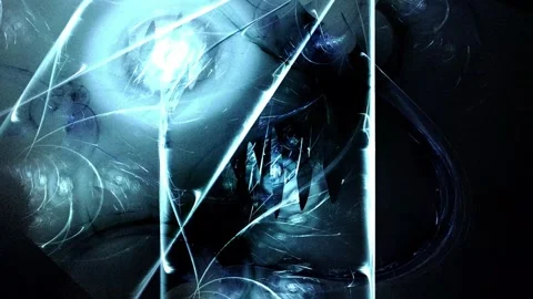 Icy Blue Glowing Energy Threads and Cyber Lattice Loop Stock Footage 345970145