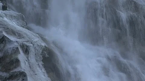 Icy cliff waterfall Stock Footage 17618306