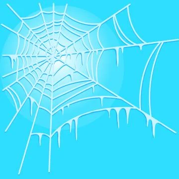 Icy cobweb isolated on blue background. Vector illustration. Stock Illustration