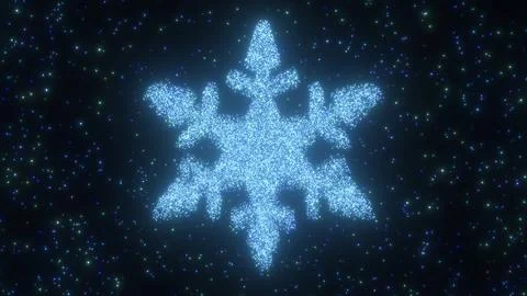 Icy Cold Blue Snowflake Shaped Celestial Point Light Stars Glowing Stock Illustration