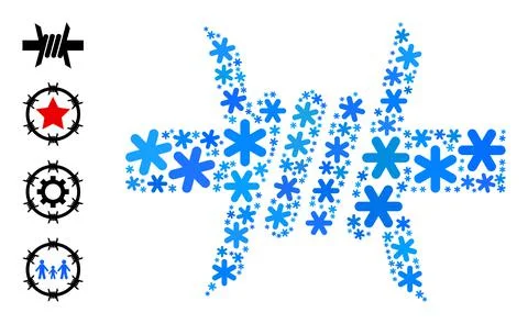 Icy Collage Barbed Wire Icon with Snow Stock Illustration