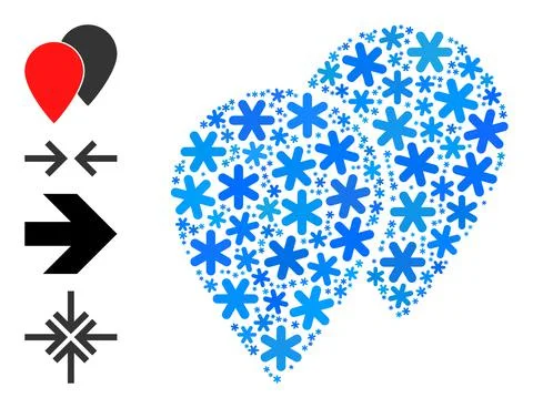 Icy Composition Map Pointers Icon with Snow Stock Illustration