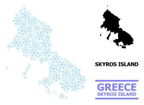 Icy Composition Map of Skyros Island of Snow Illustrazione stock