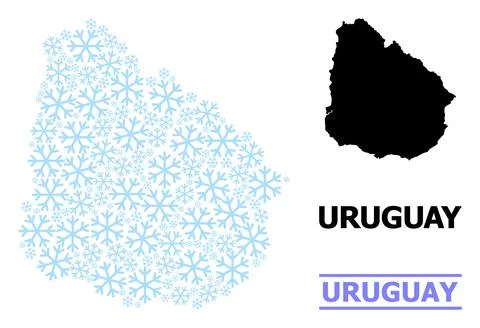Icy Composition Map of Uruguay of Snow Flakes Stock Illustration
