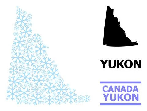 Icy Composition Map of Yukon Province with Snow Stock Illustration