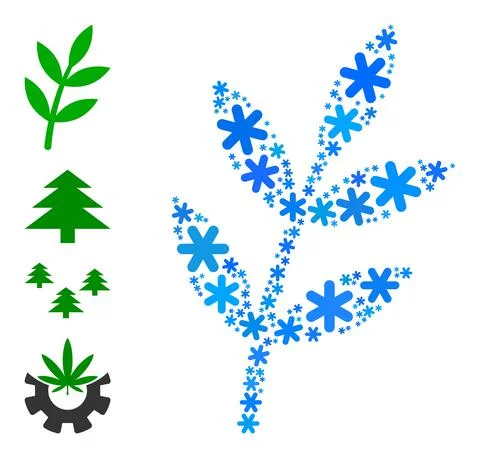 Icy Composition Plant Sprout Icon of Snow Flakes Stock Illustration