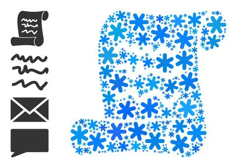 Icy Composition Scribble Page Roll Icon with Snowflakes 스톡 일러스트