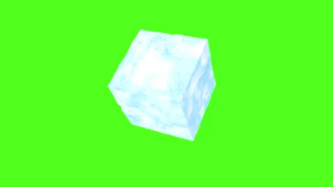 Icy crystal cube rotates smoothly on a chroma key background Stock Footage 322574405