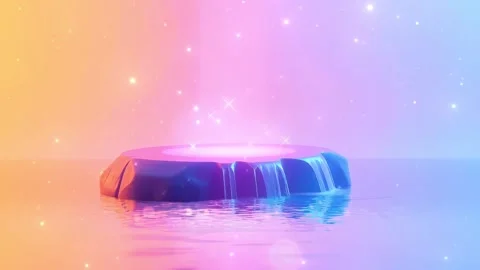 Icy Island: Animated Ice Platform Floating on a Reflective Water Surface Stock Footage 317967563