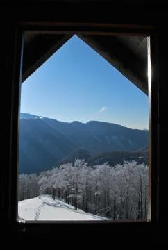 Icy look through the window Stock Photos