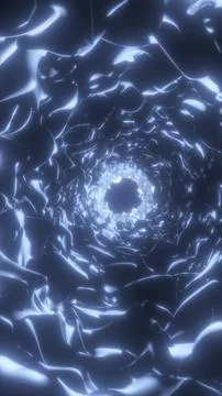 Icy metallic tunnel vortex with reflective frozen surfaces and central void.. 库存插图