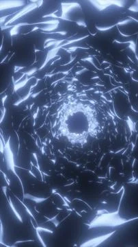 Icy metallic tunnel vortex with reflective frozen surfaces and central void.. Stockillustratie