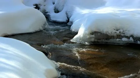 Icy mountain river Stock Footage 10757762