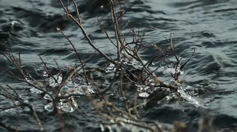 Icy mountain river Stock Footage 12137505