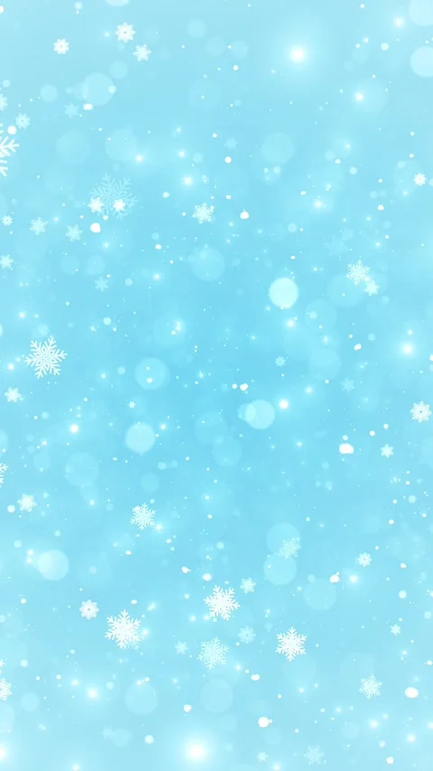 Icy pastel snowfall background floating flakes, twinkles, and smooth blue bokeh Stock Footage 340401311