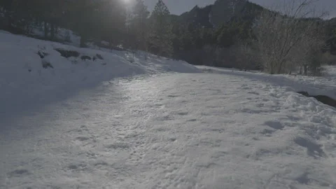 Icy path uphill Video stock 230112894