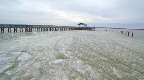 Icy pier 3 4k Stock Footage 52069340