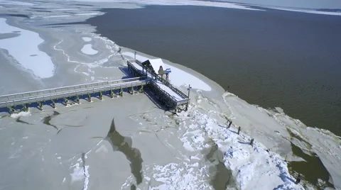 Icy pier 4 4k Stock Footage 52067272