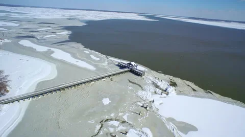 Icy pier 5 4k Stock Footage 52067107