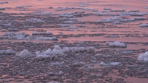 Icy pink waters Stock Footage 100137489