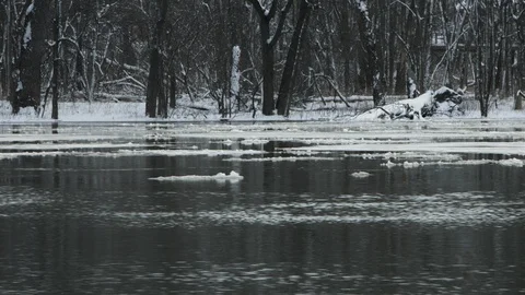 Icy river 1 Stock Footage 92691345