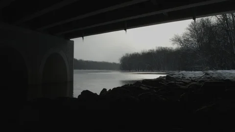 Icy river 3 Stock Footage 92691358