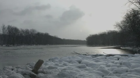 Icy river 4 Stock Footage 92691388