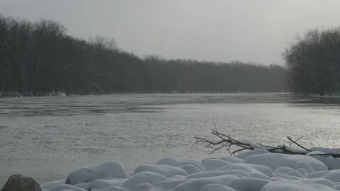 Icy river 6 Stock Footage 92691393