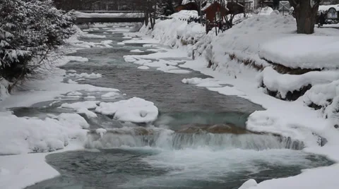 Icy river in austria Stock Footage 39563381
