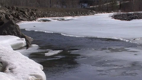 Icy river bank Stock Footage 82474006